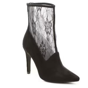 DIBA Black Faux Suede & Lace Bootie